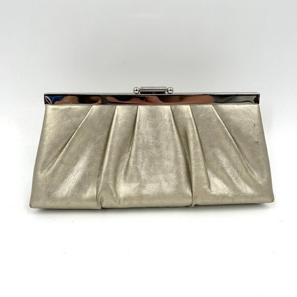 GUNNE SAX Vintage Gold Metallic Pleated Small Hand Clutch Purse - Picture 2 of 13